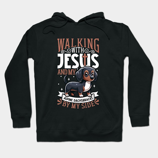 Jesus and dog - Alpine Dachsbracke Hoodie by Modern Medieval Design